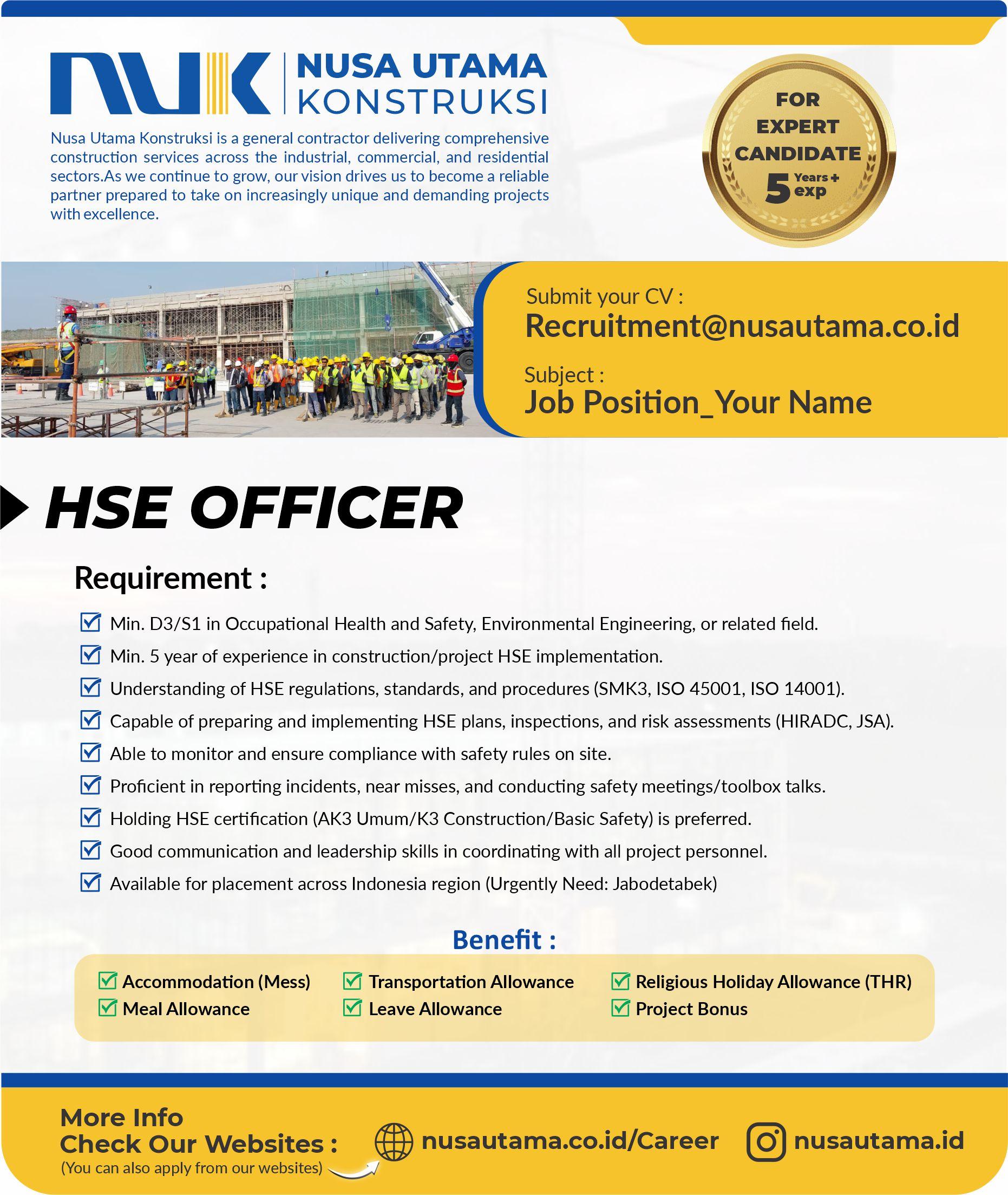 Nusa Utama Konstruksi Lowongan Kerja